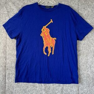 Polo Ralph Lauren TShirt Mens Large Blue Big Pony Preppy Rugby Crewneck Classic